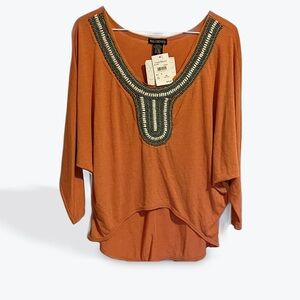 Miss Chievous 3/4 sleeve high low beaded top